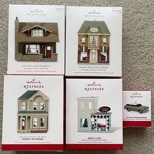 Lot 5 Hallmark Ornaments Nostalgic Houses & Shops 2011-2014